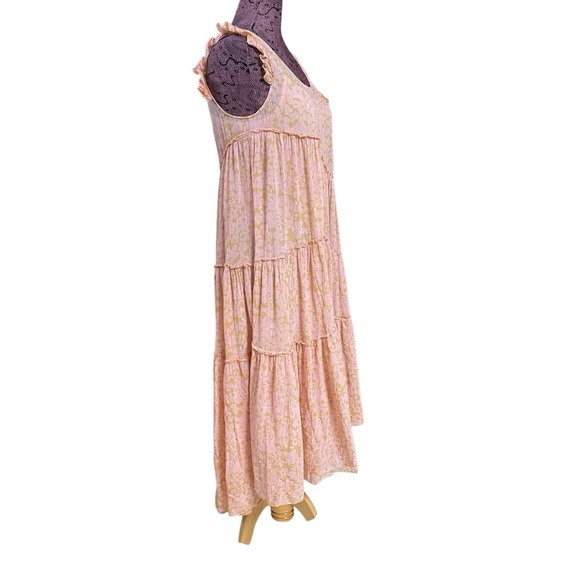 Hatch Sz 1 Maternity Floral Tier Pink Midi Dress - Picture 4 of 6